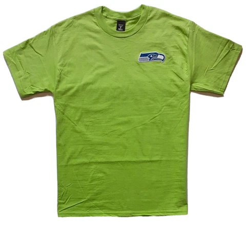 NFL Mens Seattle Seahawks Hanes Beefy T-Shirt M Green Embroidered Patch Logo NEW Cover