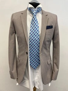 TOPMAN SUIT JACKET/BLAZER WITH STRETCH IN BEIGE MIX CHECK SIZE 38R BNWOT - Picture 1 of 5
