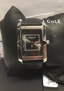 Kenneth Cole New York 30x35mm Men's Leather Rose Gold Numeral Watch 10031339 NEW - Picture 1 of 2