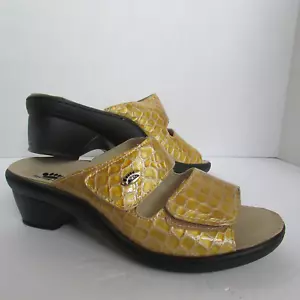 Spring Step Palazzo yellow Patent Leather animal Print Slide Sandals-39-US 8 - Picture 1 of 10