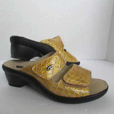 Spring Step Palazzo  yellow Patent Leather animal Print Slide Sandals-39-US 8 - Image 1 of 4