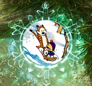 Calvin und Hobbes Schneeflocke mehrfach blinkendes Licht Urlaub Weihnachtsbaum Ornament - Bild 1 von 3