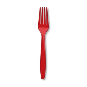 Creative converting Premium 24 Count Plastic forks heavy duty red - Picture 1 of 1
