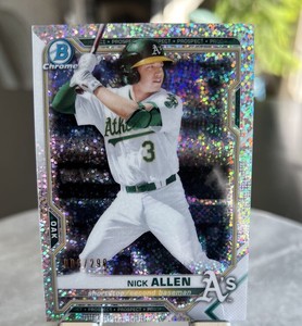 NICK ALLEN 2021 Bowman Chrome SPECKLE REFRACTOR /299 BCP-147 Oakland A's