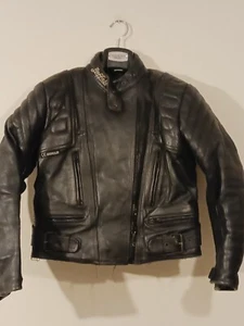 Buffalo women's black leather bikers jacket size UK 10,chest 34,used vgc - Picture 1 of 12
