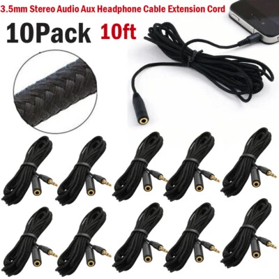 Cable de extensión auxiliar macho a hembra para auriculares de audio estéreo de 10 pies y 3,5 mm Foto 1 de 4