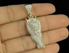 2.0 Ct Simulated Diamond Pave King Lion Walking Charm Pendant Yellow Gold Plated