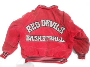 Vintage 90s DeLong Red Devils Basketball Coach Staff Red Cord Jacket Size XL - Bild 1 von 23