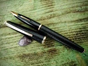 Pluma Estilográfica Platino Vintage y Rara Cuero de Oveja Negro ~ Oro 18K Nuevo en Caja - Imagen 1 de 14