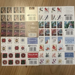 160 SELLOS PARA SIEMPRE USPS 8 Hojas Libros TARJETA DE NAVIDAD Belén Adornos Invierno - Imagen 1 de 5