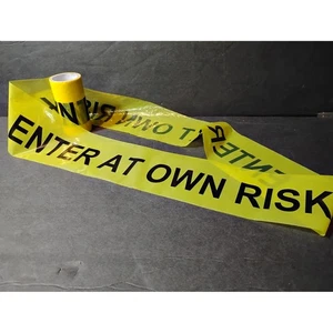 Enter At Own Risk Caution Tape Yellow Safety Barrier Construction 88" Halloween - Picture 1 of 4