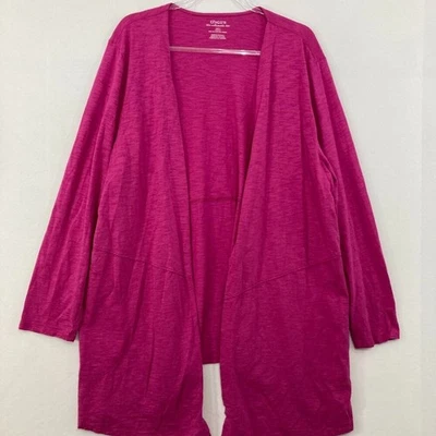 Chico's size 4/XXL Pink Soft Slub Cotton Blend Open Light Pocket Cardigan Jacket - Image 1 of 4
