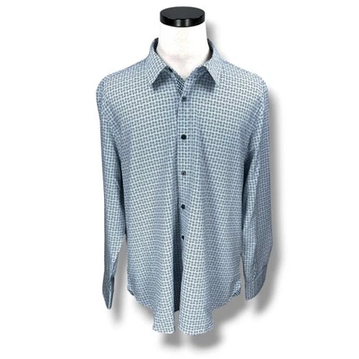 Con.Struct Shirt Men’s 2XL XXL Blue White Geometric Print 4-Way Stretch Slim Fit - Image 1 of 4