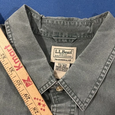 LL Bean Mens Shirt Size XXL Slate Green Button-Up LS 100% Cotton Hike Walk - Image 1 of 4