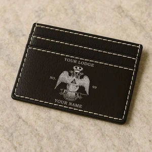 Customized Wings Down Scottish Leatherette Wallet Clip, Freemason Lodge Gift - Bild 1 von 9
