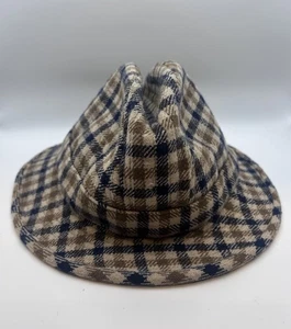 Vintage AQUASCUTUM Hut London England Karo Trilby Wolle Fedora 6 3/8 - Bild 1 von 6