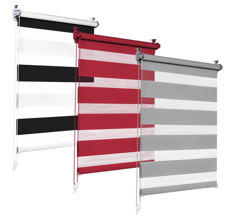 Doppelrollo Zebrarollo Klemmfix ohne Bohren Fensterrollo Duo Rollo Kettenzug WOW - Bild 1 von 1