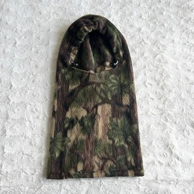 Vtg Camo Balaclava Ski Mask Adult OS Green 90s 80s Hunting Fleece Neck Warmer - Image 1 of 4