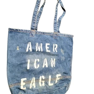 American Eagle Outfitters blau abgenutzt Top Griff Denim Einkaufstasche Beuteltasche Tasche - Bild 1 von 3