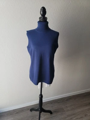 Top Joan Rivers Algodón Rayón Mujer Ropa Sin Mangas Azul Oscuro Cuello Alto -M Foto 1 de 4