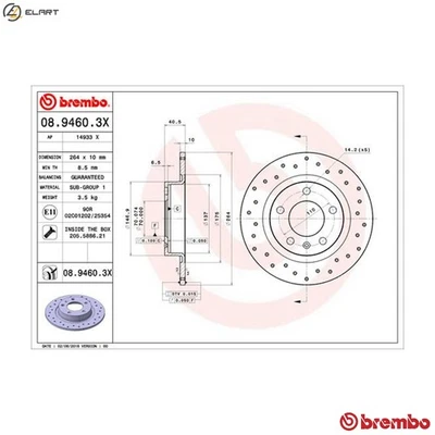 2x BRAKE DISC 08.9460.3X FOR VAUXHALL CORSA/Mk/IV/VAN/III ADAM CORSAVAN  OPEL - Image 1 of 4