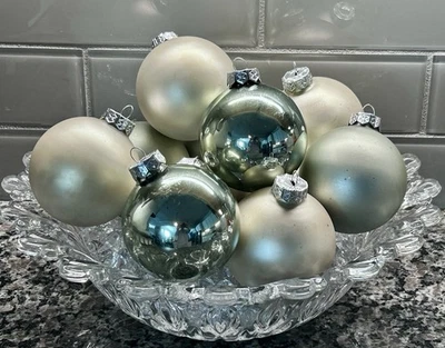 Vtg Mercury Glass Christmas Bulb Ornament Lot 10 Big Frosted Shiny Monochrome - Image 1 of 4