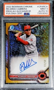 2022 1° Bowman Cromo Ricardo Cabrera Auto Gold Shimmer Rifrattore /50 PSA 9 10 - Foto 1 di 2