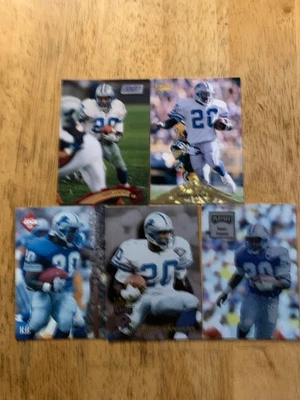 5 diff. TARJETAS DE FÚTBOL AMERICANO BARRY SANDERS NFL-DETROIT LIONS-AÑOS 90-PLAYOFF-PINÁCULO Foto 1 de 4
