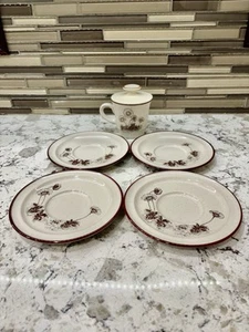 1970s Vtg Noritake Stoneware Desert Daisy w/Cup & Four Six Inch Saucer Plates - Picture 1 of 6