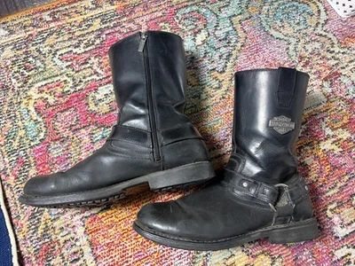HARLEY DAVIDSON MENS LEATHER SIDE ZIP MOTO BOOTS MEN'S 11.5 - Image 1 of 4