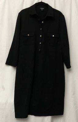 Женское черное платье-рубашка Jones New York с двумя карманами и золотыми пуговицами рукав 3/4 - 16 - Изображение 1 из 4