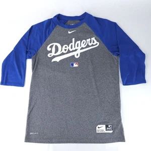 Los Angeles Dodgers Nike Tee T Shirt Mens Medium Dri Fit Baseball 3/4 Sleeve LAD - Picture 1 of 8