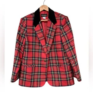Requirements Petite Größe 14 Vintage kariert rot & schwarz Weihnachten Blazer Urlaub - Bild 1 von 5