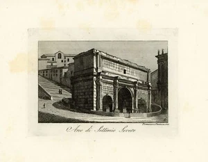 Arco Septimio-Severo arco de triunfo Tommaso Cuccioni foro romano grabado en cobre - Imagen 1 de 2