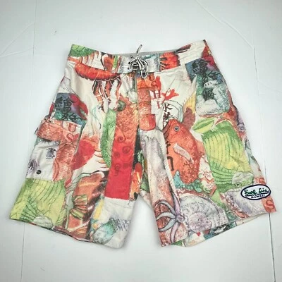 Surf Line Samurai Sushi Surf Shorts 30 Mens Boardshorts Fish JAMS WORLD Gyotaku - Image 1 of 4