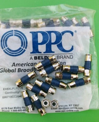 (50 PCS)PPC EX6XLPLPLUS RG6 F Connector Female Compression Fittings PLENUM RATED - Image 1 of 2