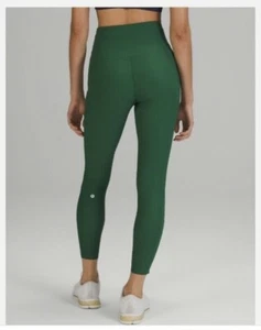 Lululemon Base Pace HR Ribbed Tights Green Womens Size 4 25 Inch Inseam. - Picture 1 of 10