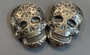Barra de arte de plata fina Monarch 3D 2 oz .999 azúcar calavera día de muertos ccb4-3 margarita - Imagen 1 de 3