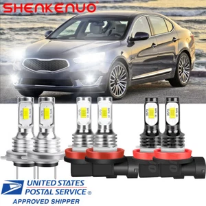 Para Kia Cadenza 2014-2016 6000K Faro LED Luz Alta Baja + Luz Antiniebla 6x Kits de Bombillas - Imagen 1 de 12