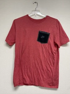 The Nike Tee Shirt Mens Large Red Nike Swoosh sewn in pocket Pocket poly blend - Picture 1 of 13