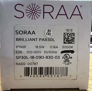 LED - SORAA BRILLIANT PAR30L 9°NSP 3000K 85CRI SP30L-18-09D-830-03 18.5W New - Picture 1 of 3