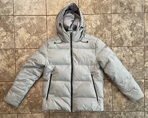 Under Armour Puffer Jacket Uomo L Grande Grigio Piumino con Cappuccio Full Zip Foderato Sciolto - Foto 1 di 3