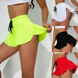 Pantalones Cortos para Correr 2 en 1 Para Mujer Entrenamiento Atlético Gimnasio Pantalones Cortos Cintura Alta - Imagen 1 de 6