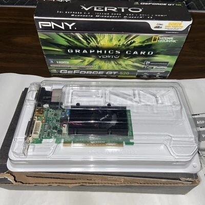 PNY GEFORCE GT 520 VCGGT5201XPB GRAPHICS CARD PCIE 1GB DVI HDMI VGA J8-3 UNTESTE - Image 1 of 4
