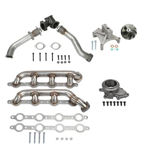 For 1999.5-2003 Ford 7.3 Diesel Turbo Pedestal Exhaust Manifolds&Bellowed Pipes - Picture 1 of 11