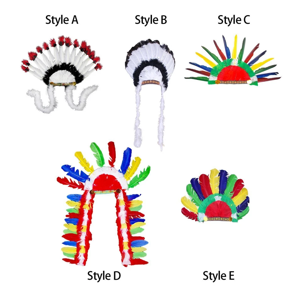 Feather Headdress, American Chief Indian Native Hat, Headpiece Hair Band - Image 1 of 1