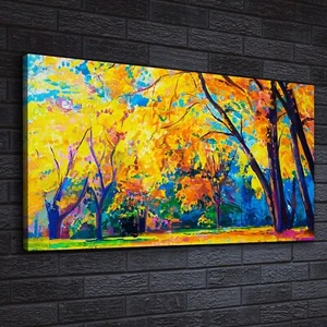 Canvas Wandbild Leinwand Bilder 140x70 Deko Landschaft Herbst Wald park Bäume - Bild 1 von 10
