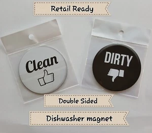 3" Dishwasher- Double Sided Round Dishwasher CLEAN/ DIRTY Premium Magnet. - Picture 1 of 2