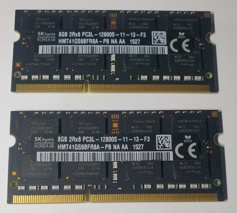 Hynix HMT41GS6BFR8A-PB 16GB 2X8GB PC3L-12800s DDR3L 1600MHz Laptop ram Apple - Image 1 of 1