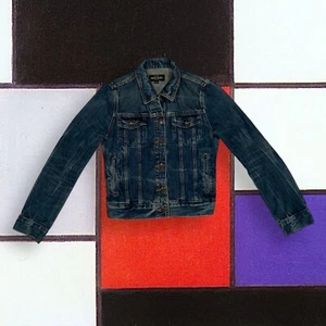 J Crew Indigo Denim Jean Jacket Blue Distressed Women SZ 2XS Excellent Condition - Picture 1 of 13
